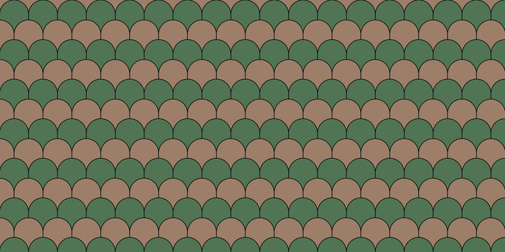 Interlocking semicircle pattern in alternating green and brown colors.