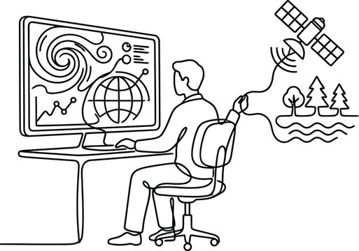Data Analyst Monitoring Global Weather Patterns via Satellite Technology