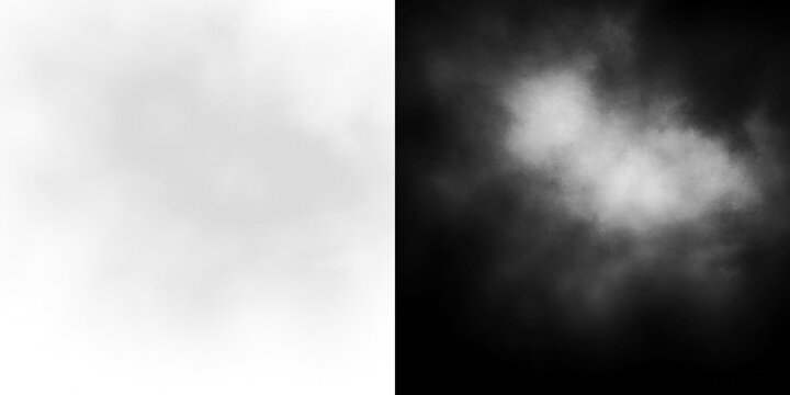 Realistic mist smoke png with soft fog clouds, transparent steam effect, dark atmospheric smog background, powder dust motion and chemical air pollution design concept.