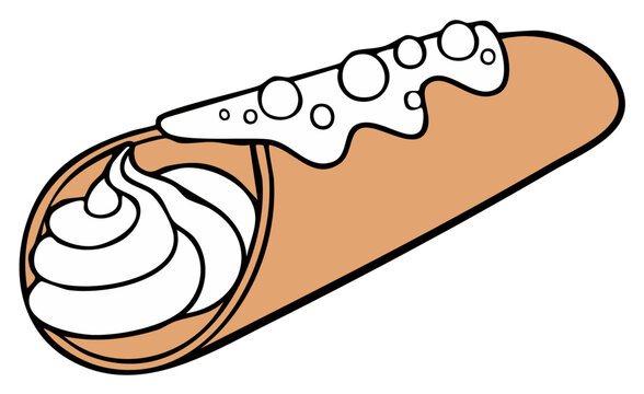 Crisp Cannoli Pastry with Cream Filling and Sweet Topping Food Icon