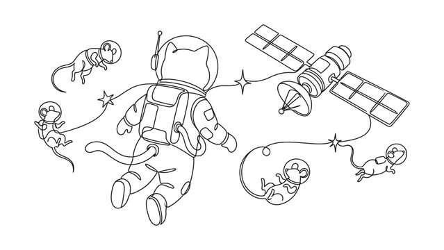 Astronaut and monkeys in space exploration.