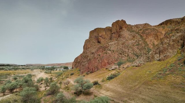 Aerial View of Ili River in South Kazakhstan