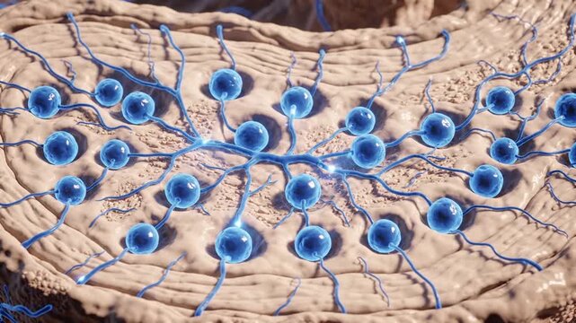 Abstract Visualization of Bone Cells and Connected Network on a Textured Biological Surface in a High-Resolution Medical Animation
