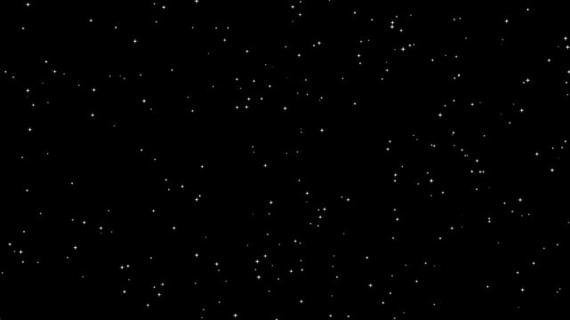 Animated shooting star video with twinkling stars background, Twinkling stars background animation with shooting stars on black background.
Twinkling stars animation. fast line glitter motion