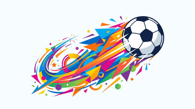 Dynamic Flying Soccer Ball Vector Graphic with Motion Trails