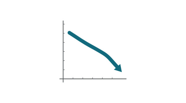 Downwards trending arrow graph showing decline and loss PNG Isolated on transparent background