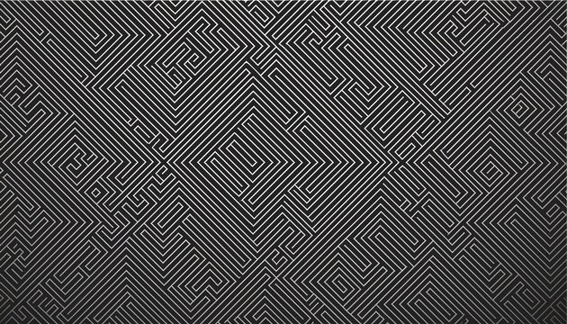 Three dimensional abstract black and white geometric maze pattern design, AI Generated