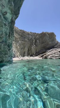 Explore Katergo beach in Folegandros, Greece for swimming and sunbathing.