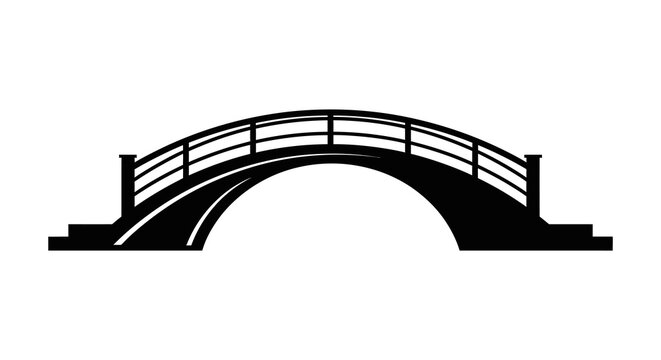 Stone arch bridge silhouette against a white background