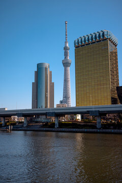 Tokyo, Japan - March 12, 2026: Asahi Super Dry Hall with &ldquo;Flamme d&rsquo;Or&rdquo; sculpture by Philippe Starck in Tokyo, Japan
