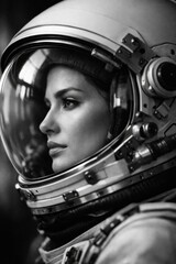 Obraz premium Focused astronaut portrait, exploration.