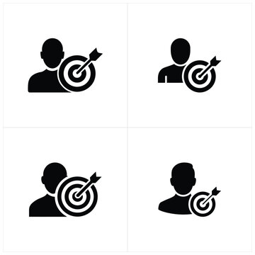 Black silhouette of a person holding a smartphone, isolated on white background, in four quadrants
