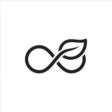 Minimalist infinity leaf sustainable logo symbol with infinity, sustainability