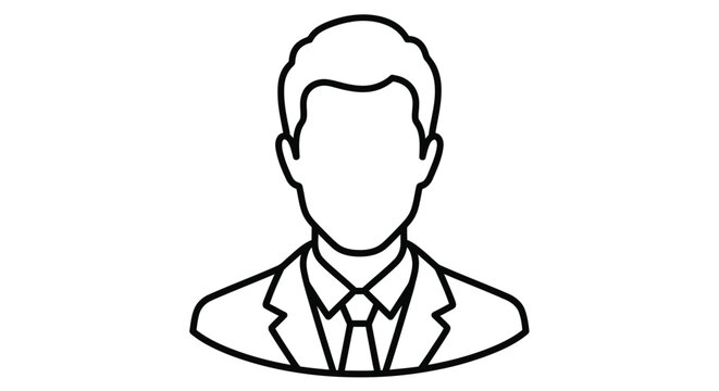 line drawing of a person wearing suit and tie high quality
