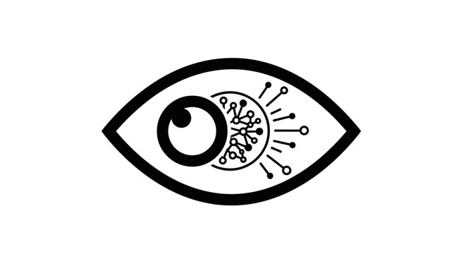 Digital Eye Icon, Futuristic Vision, Technology and Data Analysis