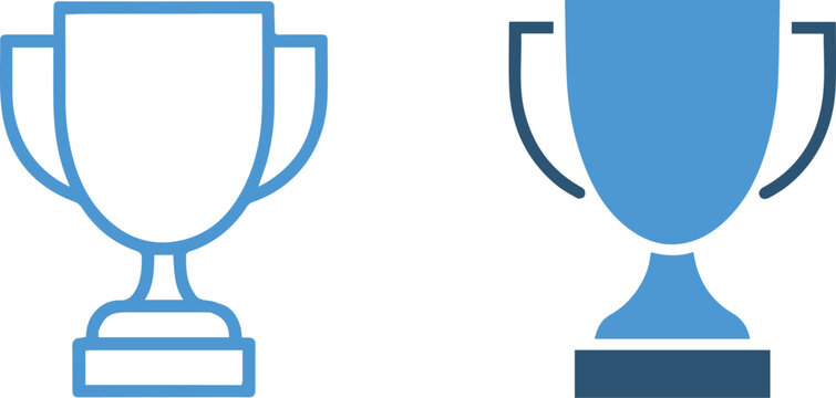 Trophy cup icons for sports awards and competitions