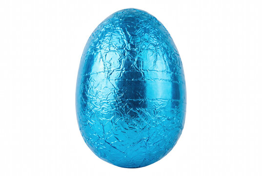 Shining Metallic Blue Foil Wrapped Chocolate Easter Egg