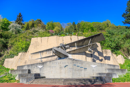 Historic Latham 47 Seaplane Memorial Dedicated to Roald Amundsen in Caudebec-en-Caux, France