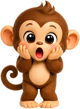 a surprised monkey with wide eyes and open mouth