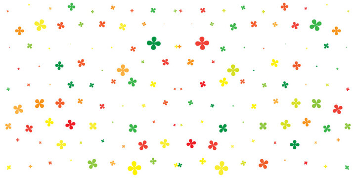 Colorful small flowers pattern on white background, spring or summer theme