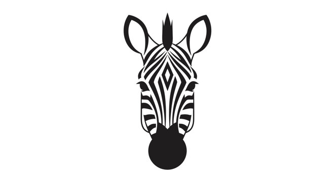 Minimalist black and white zebra head vector illustration
