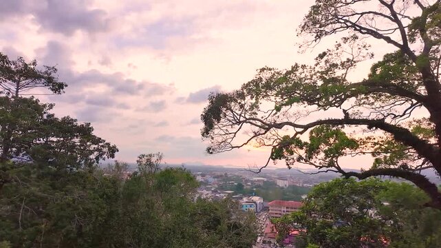 Evening Landscape View Across Tropical Ranong Thailand Hills