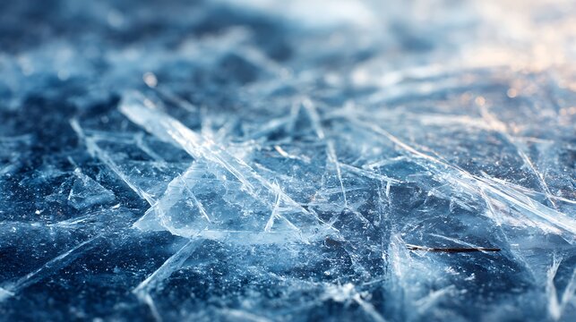 Abstract blue and background, white cracked ice, texture pattern, frosty, surface close-up