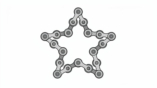 Innovative bicycle chain arranged in a star shape with metallic gray tones for transport illustration