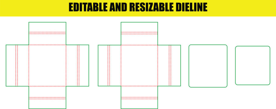 Set of customizable box dieline templates with matching lid shapes for professional packaging product design development
