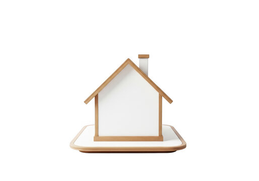 Minimalist 3D Small House Model Icon on Base