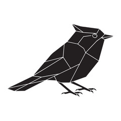 Geometric bird silhouette vector icon with minimalist low poly songbird design for logo or branding © Zulfa