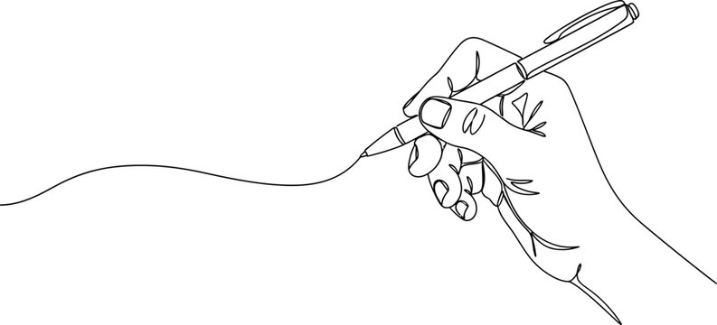 Hand drawing a wavy line with a pen, minimalist line art illustration
