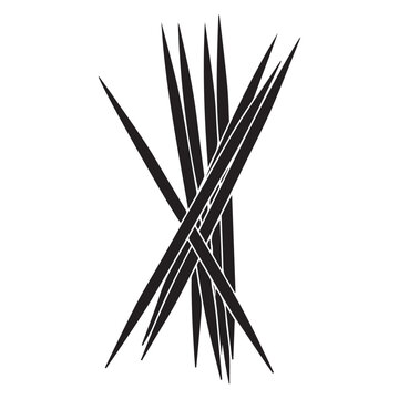Black silhouette of a bundle of toothpicks with pointed ends for dental hygiene and food service
