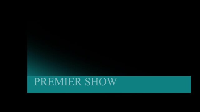 Television broadcast motion graphics banner for the Premier Show title banner, glass effect background 