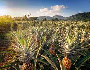 Obraz premium pineapples grown on tropical organic farming