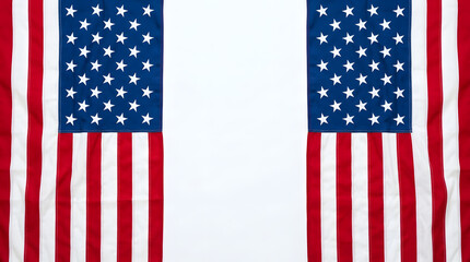 Fototapeta premium American flags waving side by side on white background for patriotic themes and celebrations