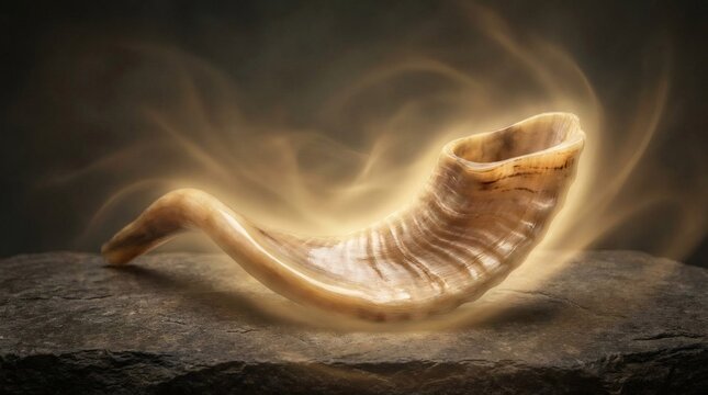 Rosh Hashanah expressed through radiant shofar imagery symbolizing renewal, faith, and cultural tradition