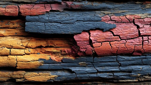Abstract red and orange cracked earth texture, dry cracked ground pattern background