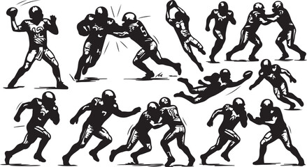 American football players in various actions © NasimaAktar