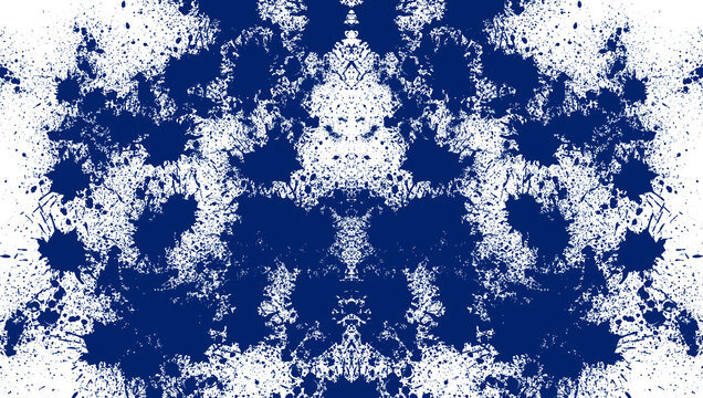 Azul profundo sobre fondo trasparente crea una sensaci&oacute;n de contraste y simetr&iacute;a que recuerda a un test de Rorschach.