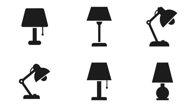 Halftone dot pattern of table and desk lamp silhouettes