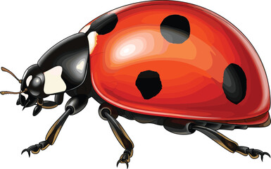 Realistic red ladybug insect isolated vector illustration for nature wildlife biology and garden pest control design © Shabita