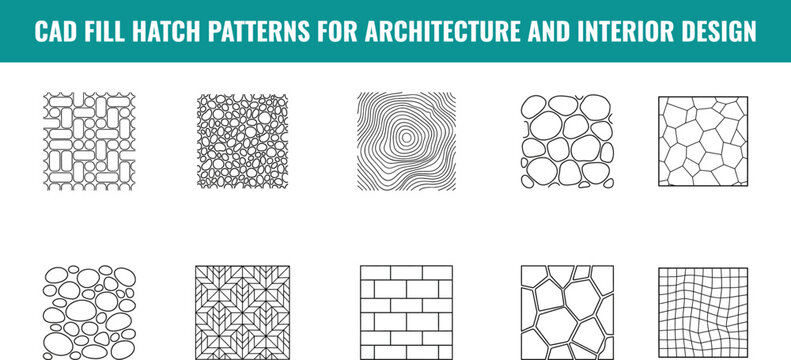 Architectural Hatch Patterns for Computer Aided Drawing Software Used in Building Construction and Interior Planning