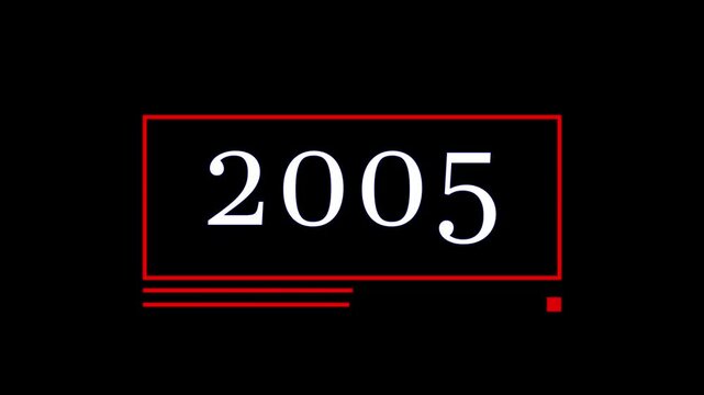 Futuristic 2005 Number Countdown Animation with Red Neon Frame on Black Background