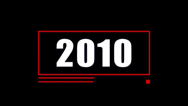 Futuristic 2010 Number Countdown Animation with Red Neon Frame on Black Background