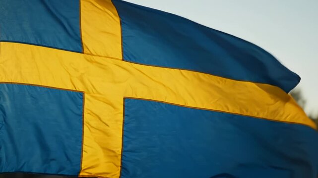 Swedish flag waving in the wind