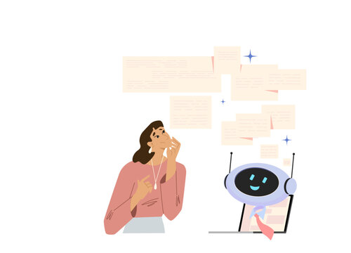 Too many AI outputs causing information overload and digital stress from artificial intelligence content. Flat vector illustration isolated on white background