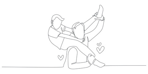 Fototapeta premium Line illustration depicting the closeness of father and son, design for Father's Day eps 3