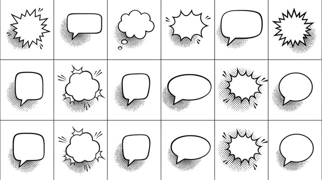 bubble speech balloon and thought cloud vector pack comic shapes