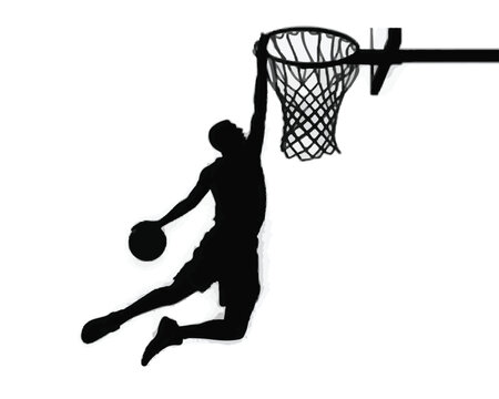 Basketball player dunking on a white background illustration